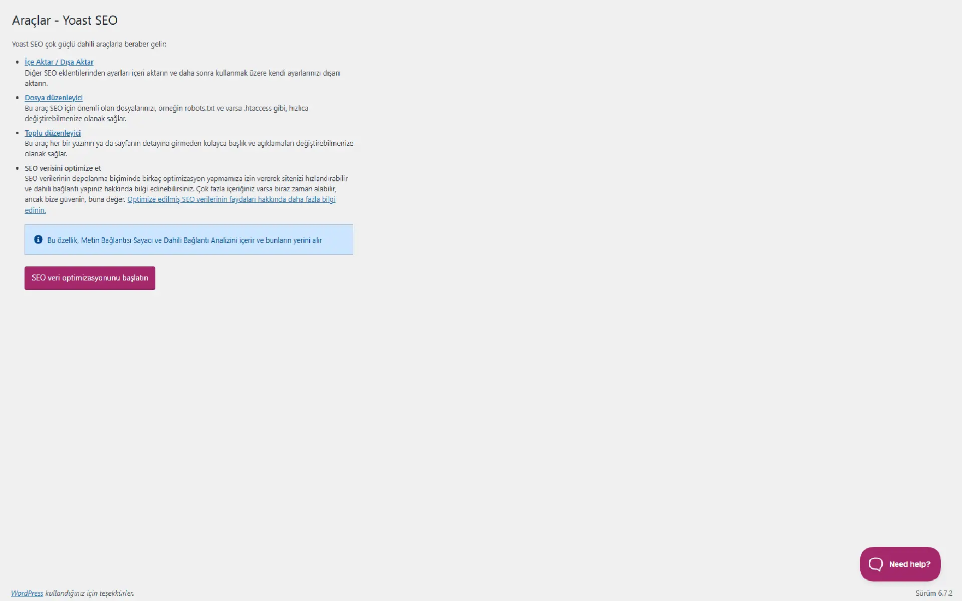 Yoast SEO Ayarları Araçlar